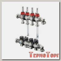 Коллектор Oventrop 1, Multidis SF 2, выход-3/4 ЕК, нержавеющая сталь, со встроенными ротаметрами 0-5 л/мин. на подаче